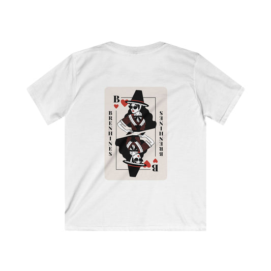 Kids 'Brenhines' T-Shirt - Welsh Queen of Hearts Playing Card Graphic Tee (Double Sided)