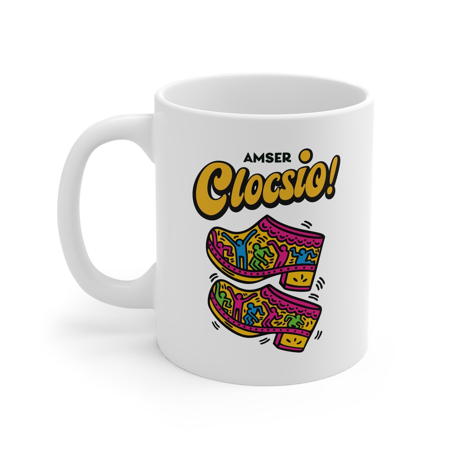 Amser Clocsio! Ceramic Mug — Welsh Clog Design