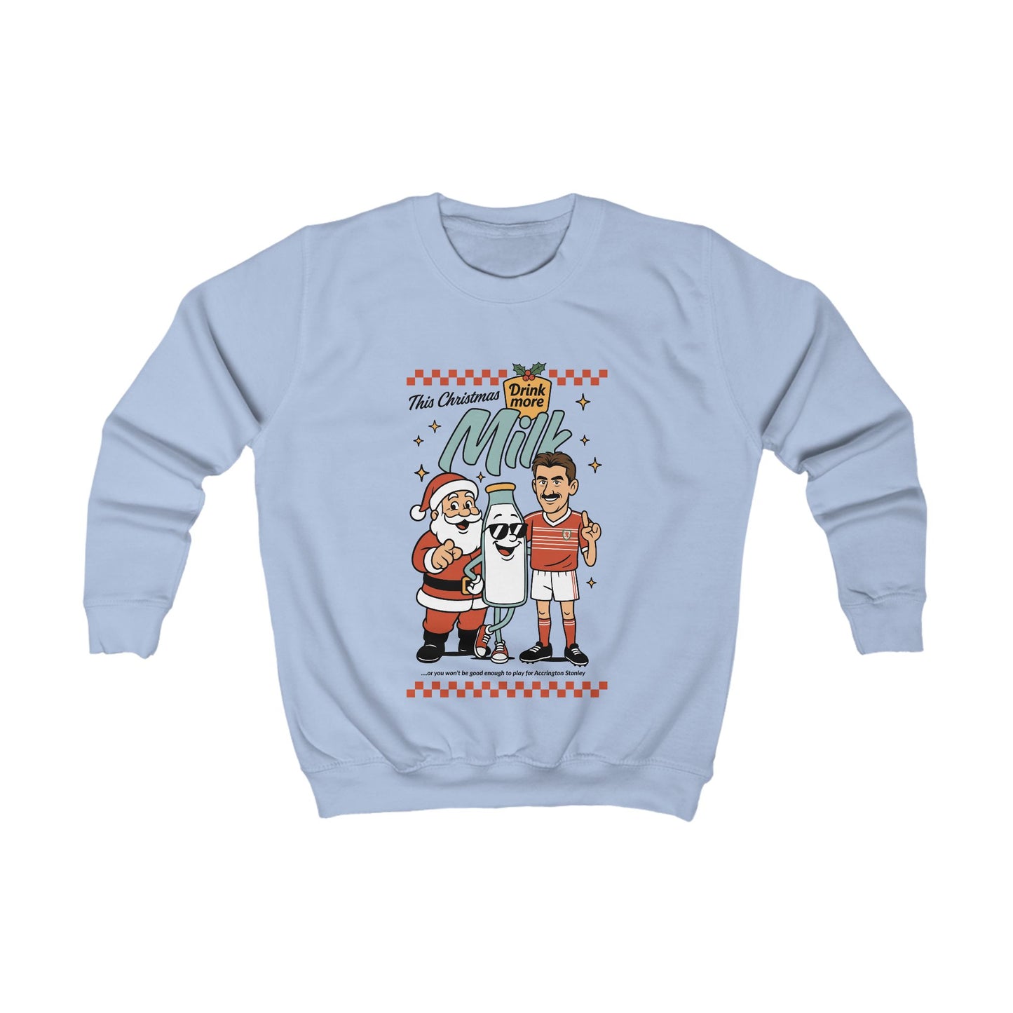 Kids Ian Rush Retro Christmas Jumper –This Christmas Drink More Milk