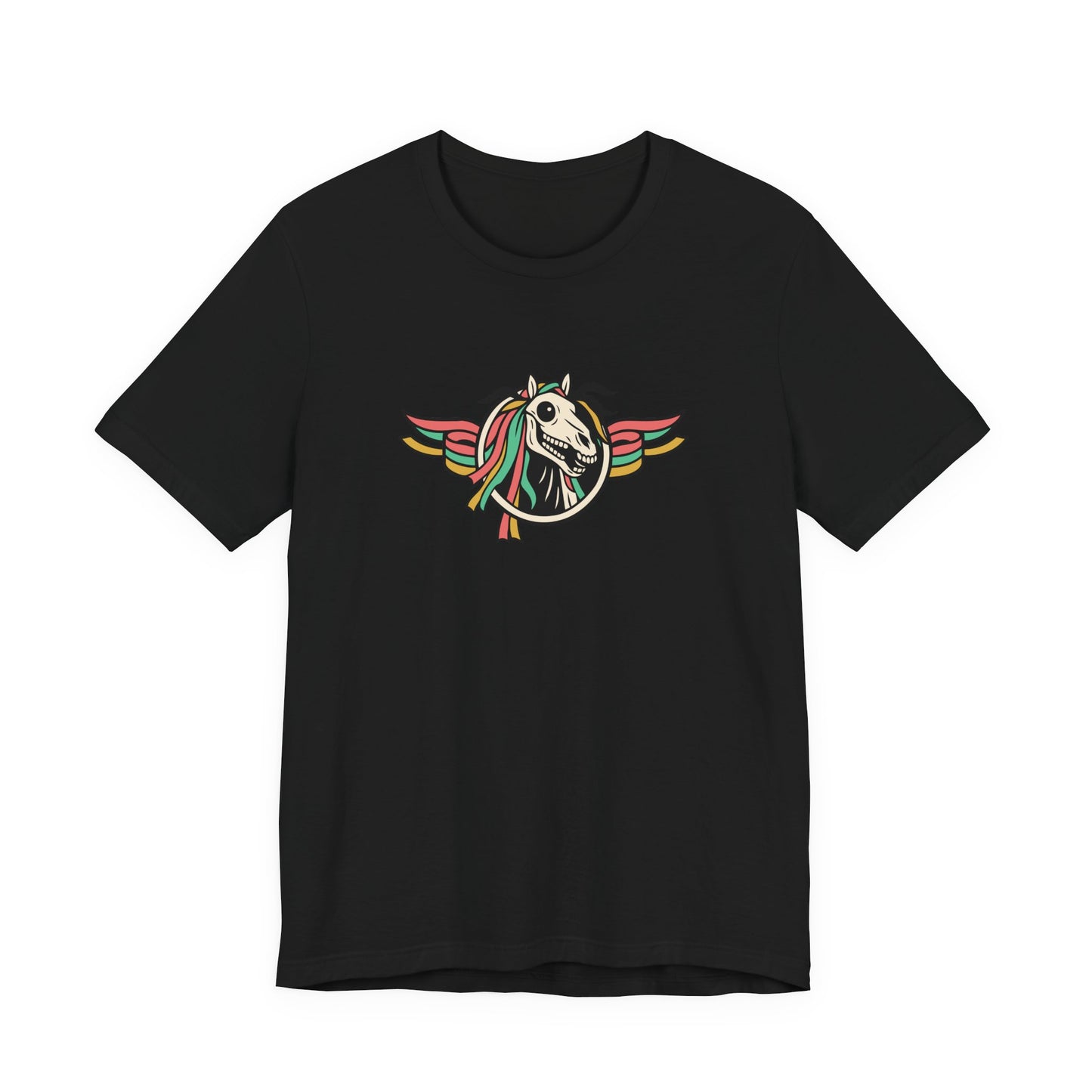 Mari Lwyd Unisex T-Shirt - Winged Horse Skull Graphic Tee