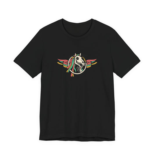 Mari Lwyd Unisex T-Shirt - Winged Horse Skull Graphic Tee