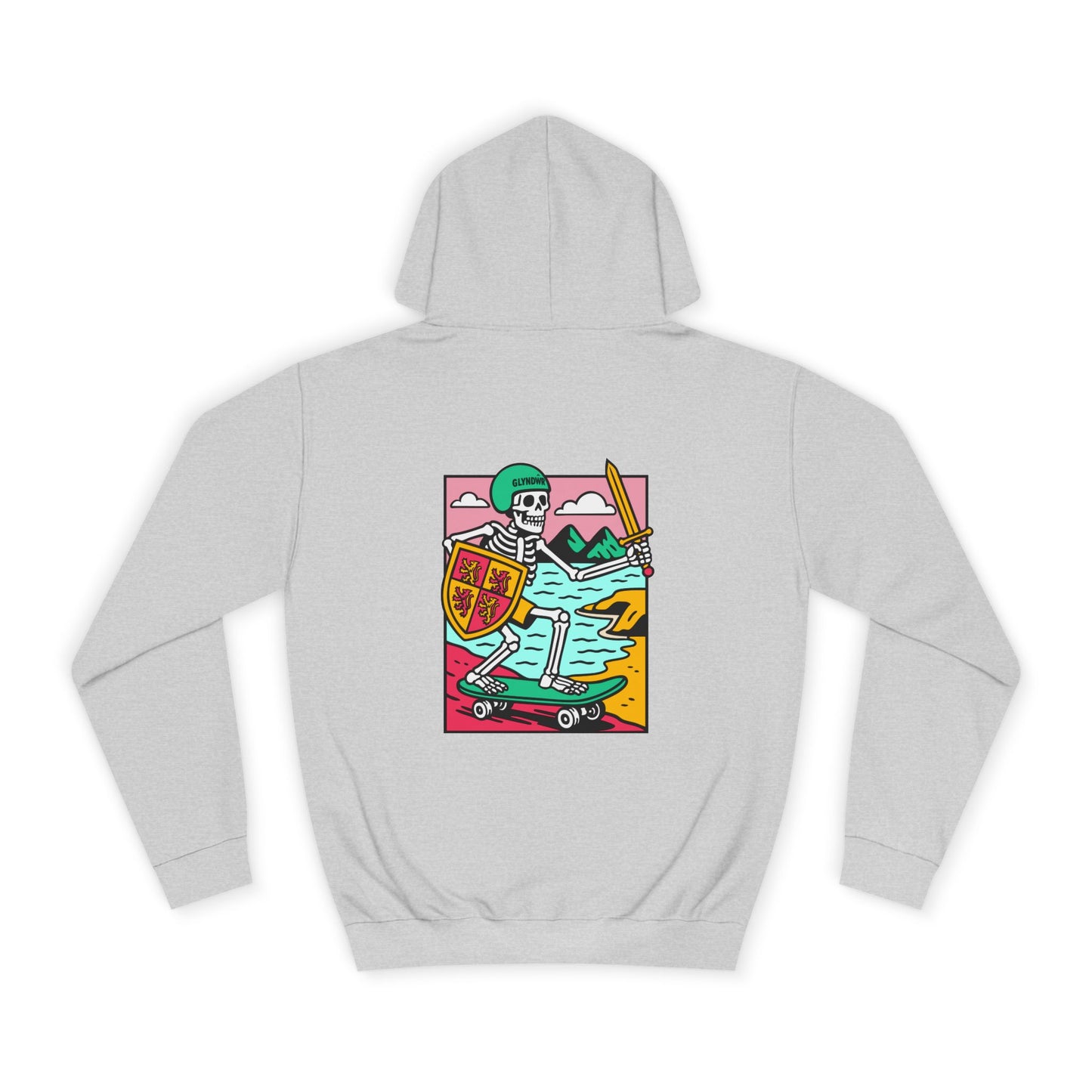 Skateboard Glyndŵr Unisex Hoodie (Double Sided)