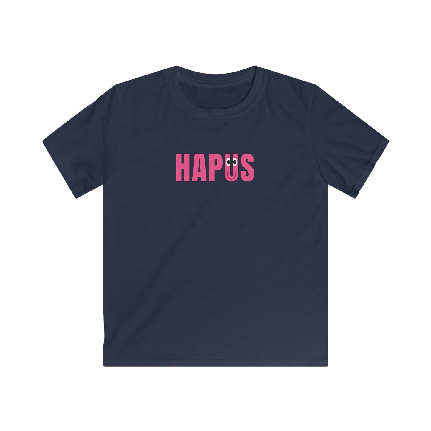 "HAPUS" T-Shirt - Happy Pink Smiley Letter Kids Tee