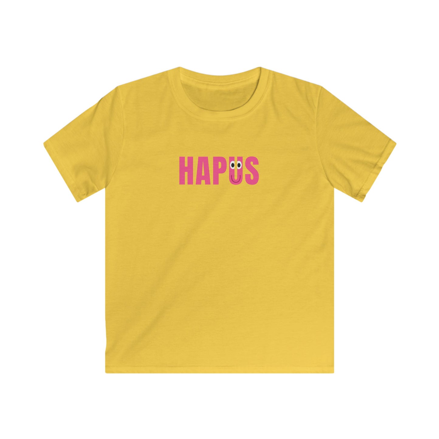 "HAPUS" T-Shirt - Happy Pink Smiley Letter Kids Tee