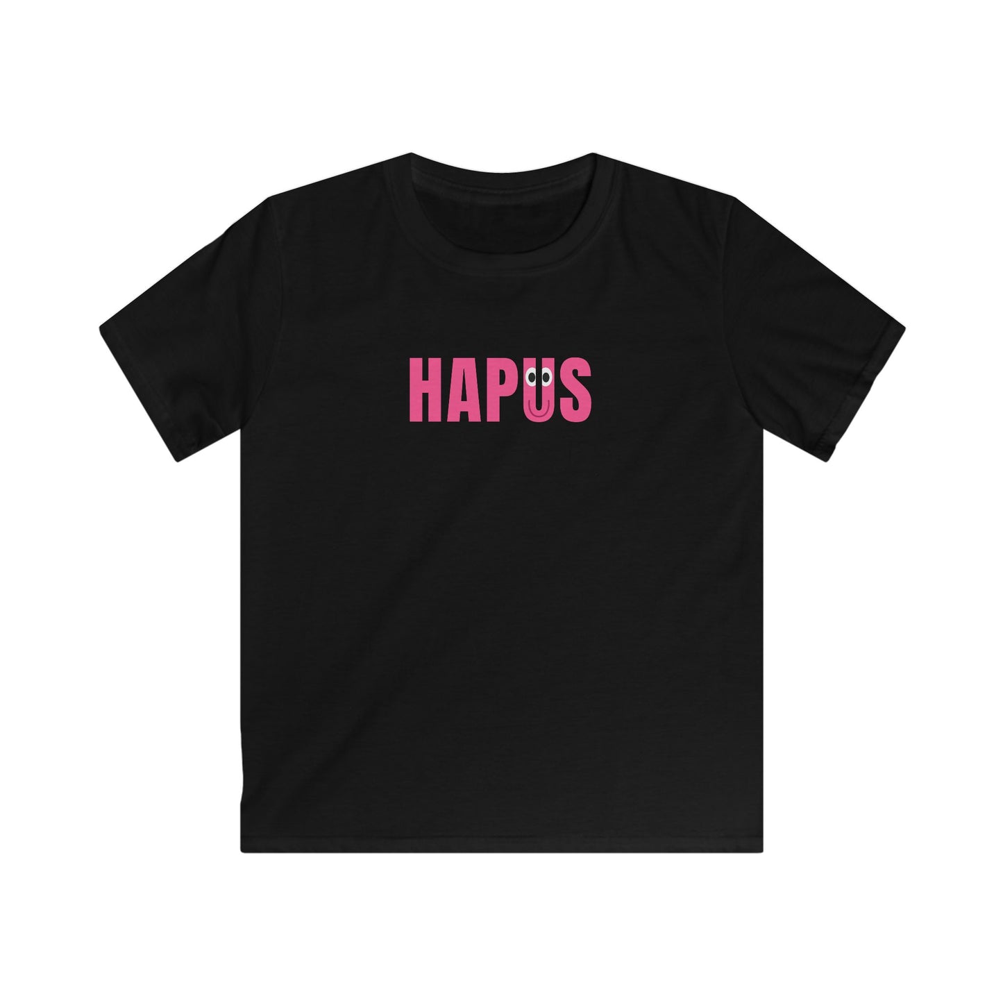 "HAPUS" T-Shirt - Happy Pink Smiley Letter Kids Tee