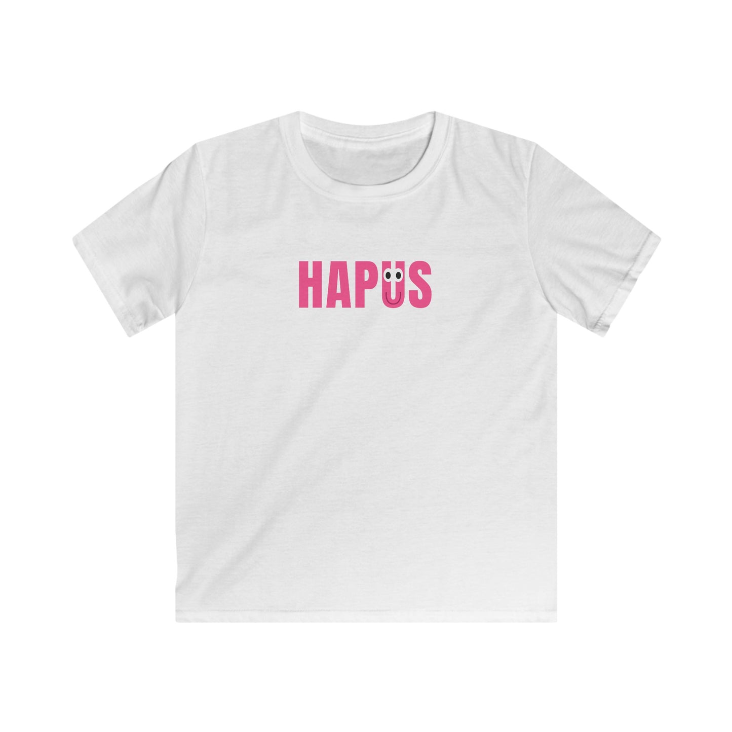 "HAPUS" T-Shirt - Happy Pink Smiley Letter Kids Tee