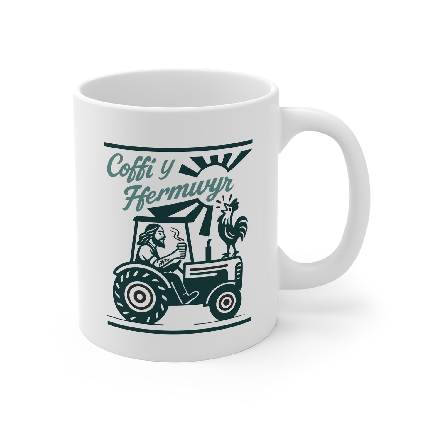 Coffi Y Ffermwyr Mug - Retro Welsh Coffee Cup