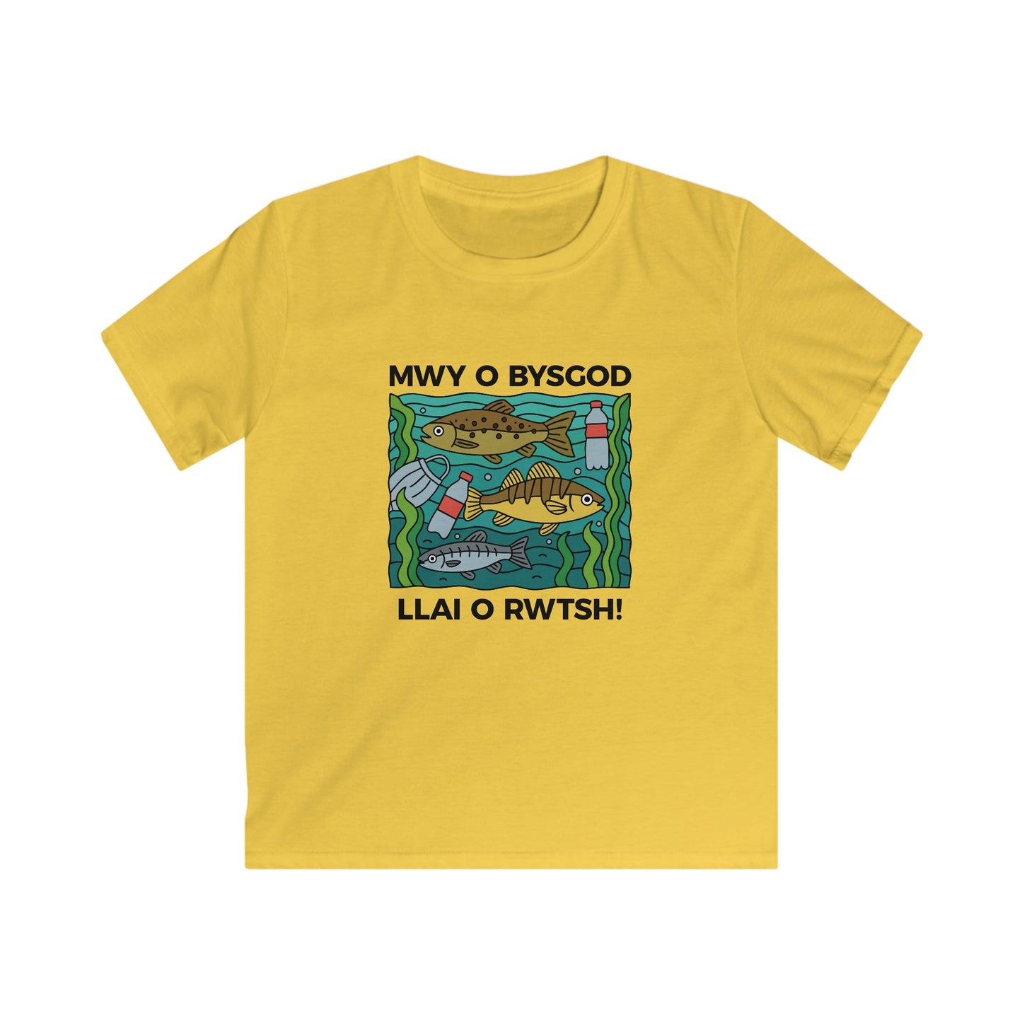 Kids Environmental T-Shirt - "Mwy o Bysgod, Llai o Rwtsh!"
