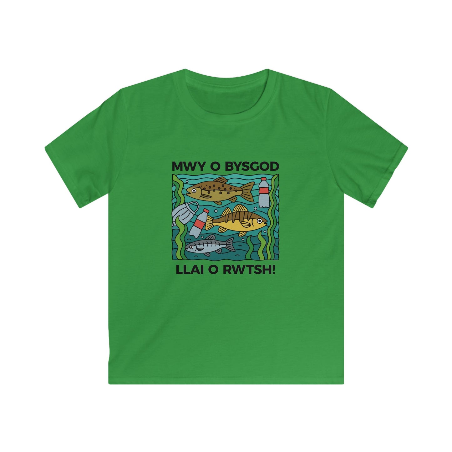 Kids Environmental T-Shirt - "Mwy o Bysgod, Llai o Rwtsh!"