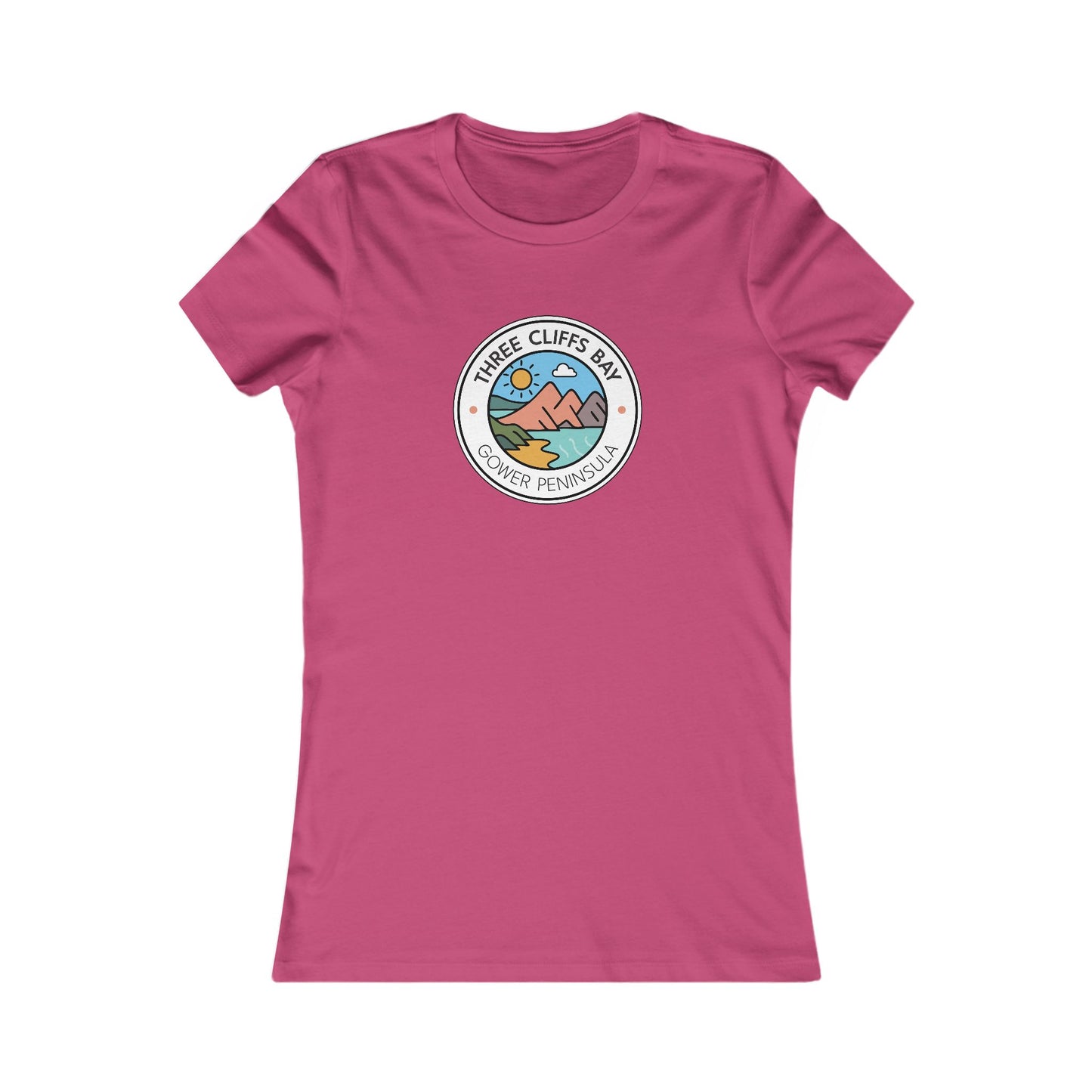 Three Cliffs Bay Women's Graphic Tee - Coastal Sunset Beach Design