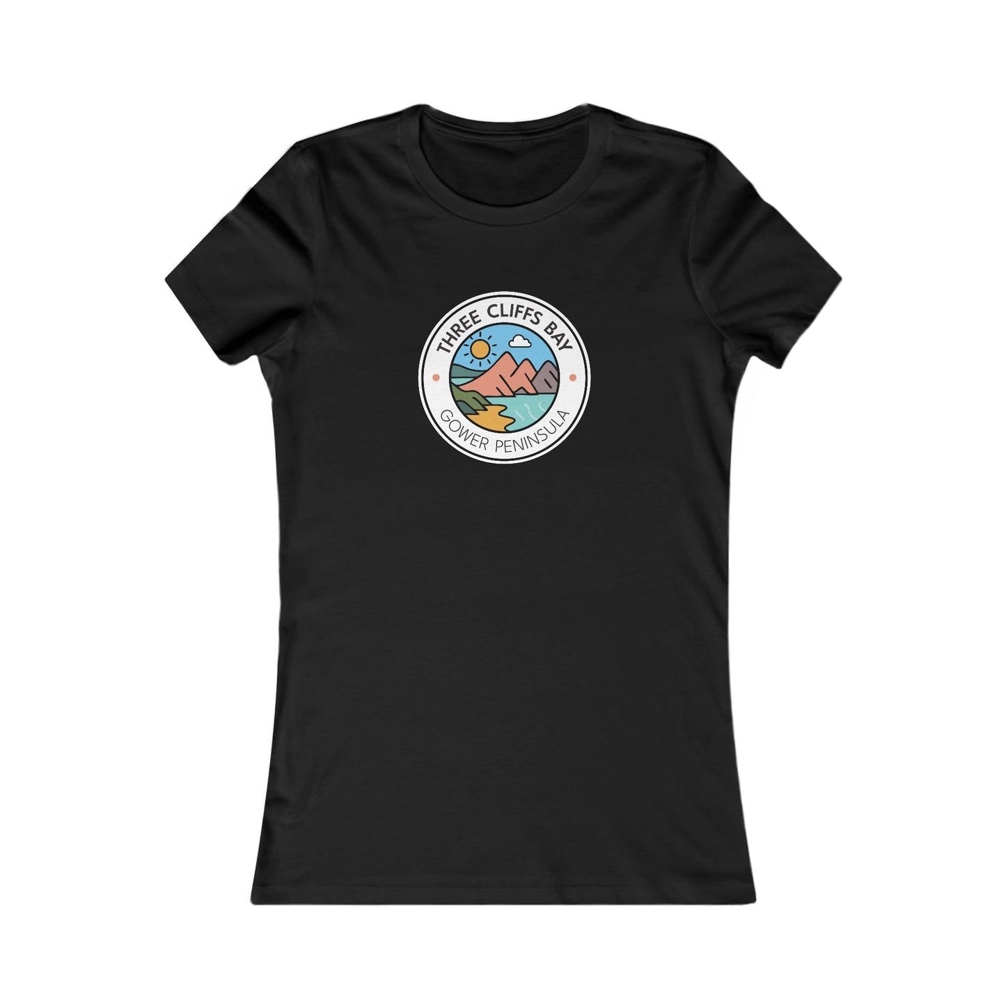 Three Cliffs Bay Women's Graphic Tee - Coastal Sunset Beach Design