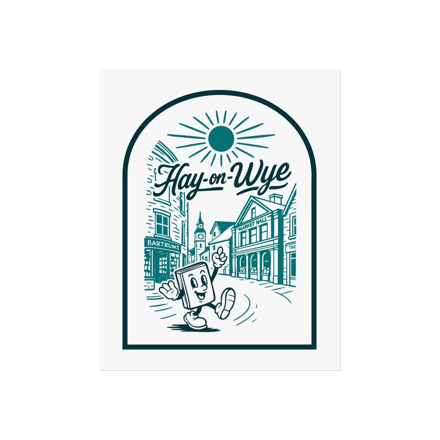 Hay‑on‑Wye Fine Art Poster - Retro Townscape Print
