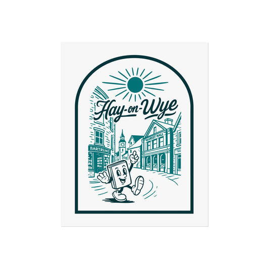 Hay‑on‑Wye Fine Art Poster - Retro Townscape Print