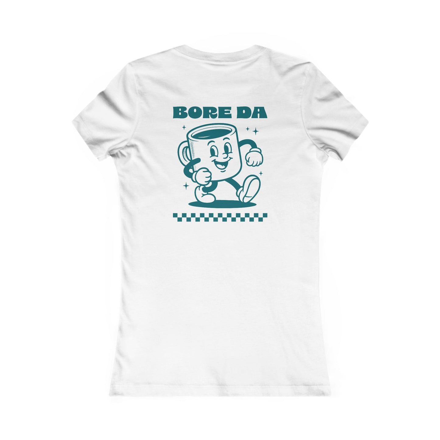 Women's 'Bore Da' Tee — Retro Coffee Cup Graphic (Double Sided)