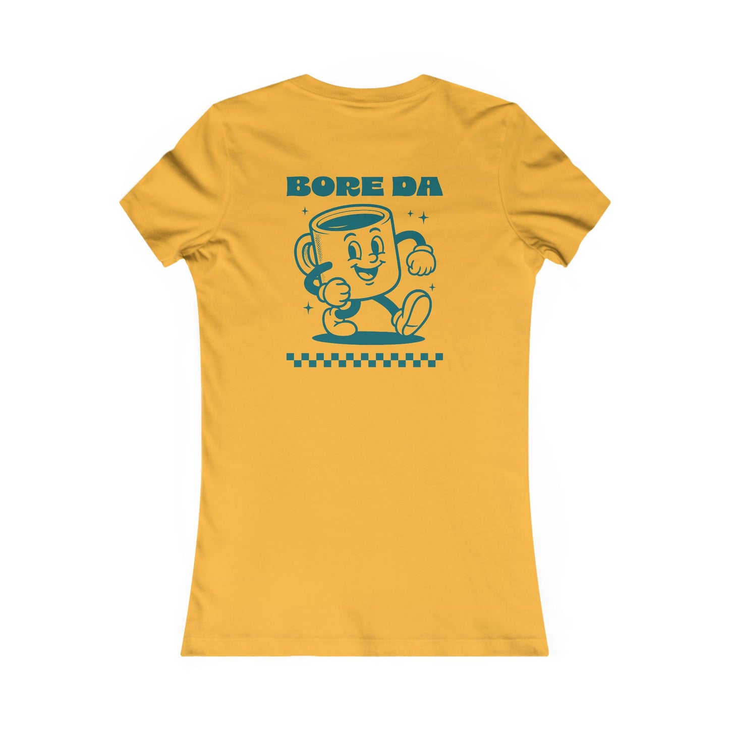 Women's 'Bore Da' Tee — Retro Coffee Cup Graphic (Double Sided)