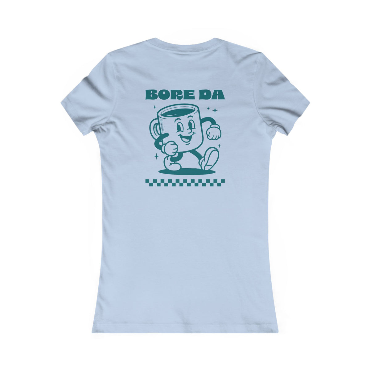 Women's 'Bore Da' Tee (Slim Fit) - Retro Coffee Cup Graphic (Double Sided)