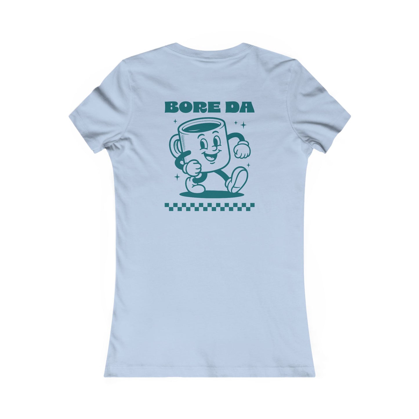 Women's 'Bore Da' Tee — Retro Coffee Cup Graphic (Double Sided)