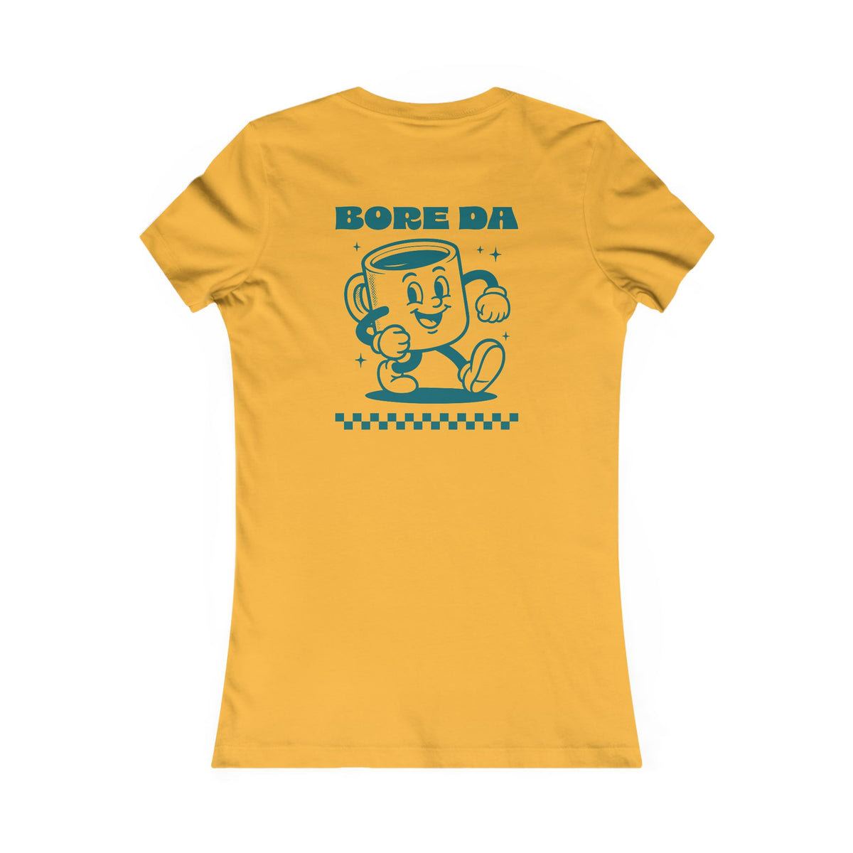 Women's 'Bore Da' Tee (Slim Fit) - Retro Coffee Cup Graphic (Double Sided)