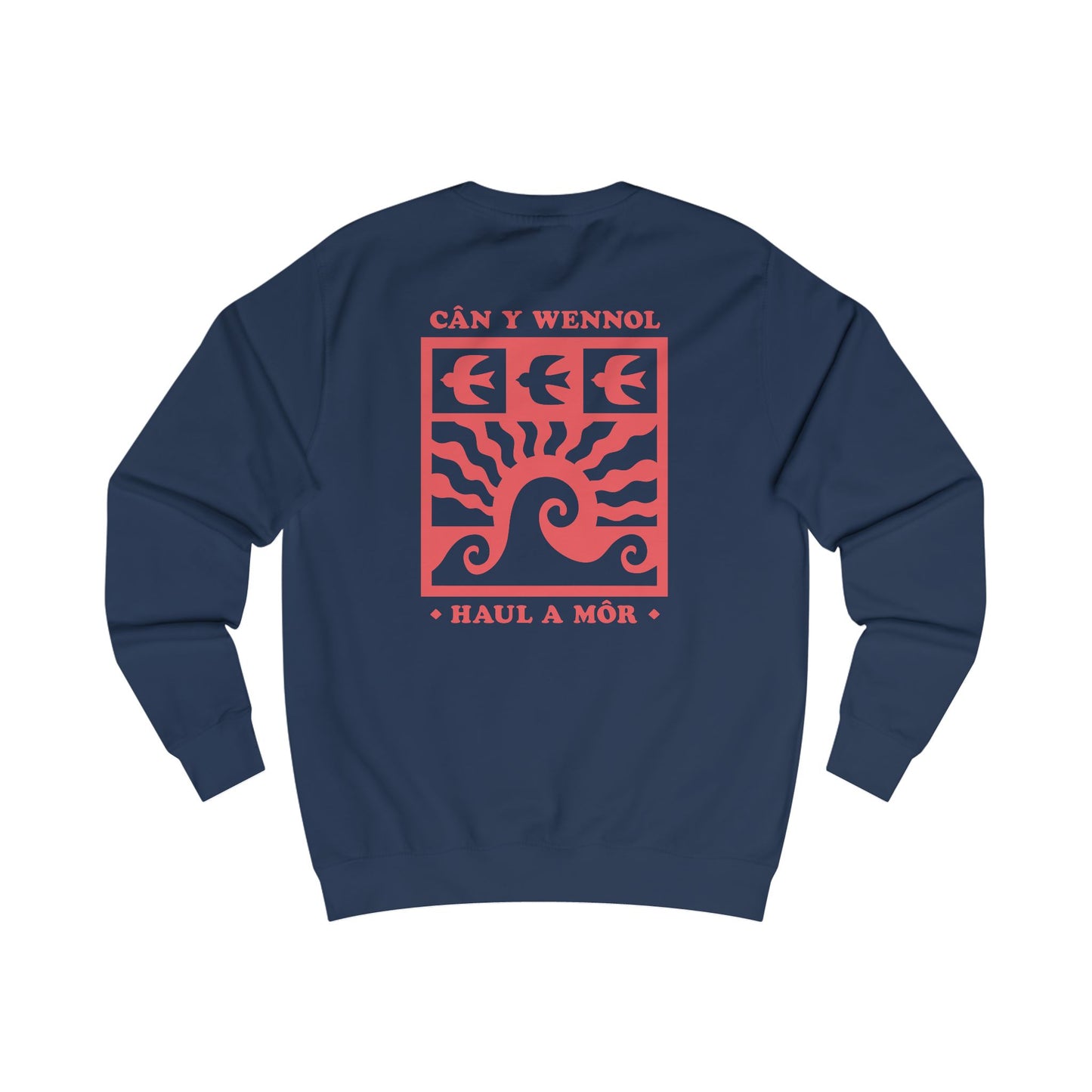 Welsh Surf Unisex Sweatshirt - 'Cân y Wennol / Haul a Môr' (Double Sided)