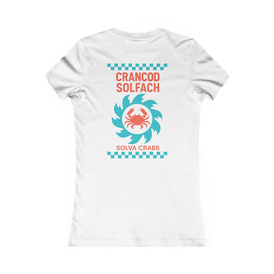 Women's Retro Crab Tee - 'Crancod Solfach' - Solva Crabs (Double Sided)