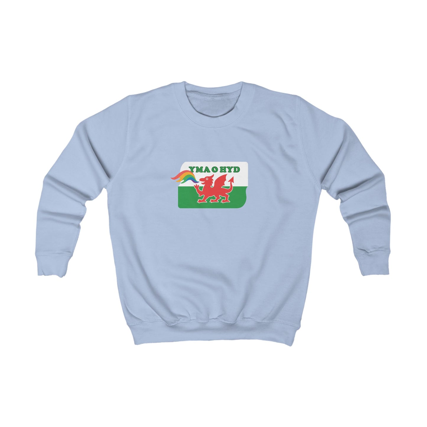 Kids 'Yma O Hyd' Jumper - Welsh Rainbow Dragon Design