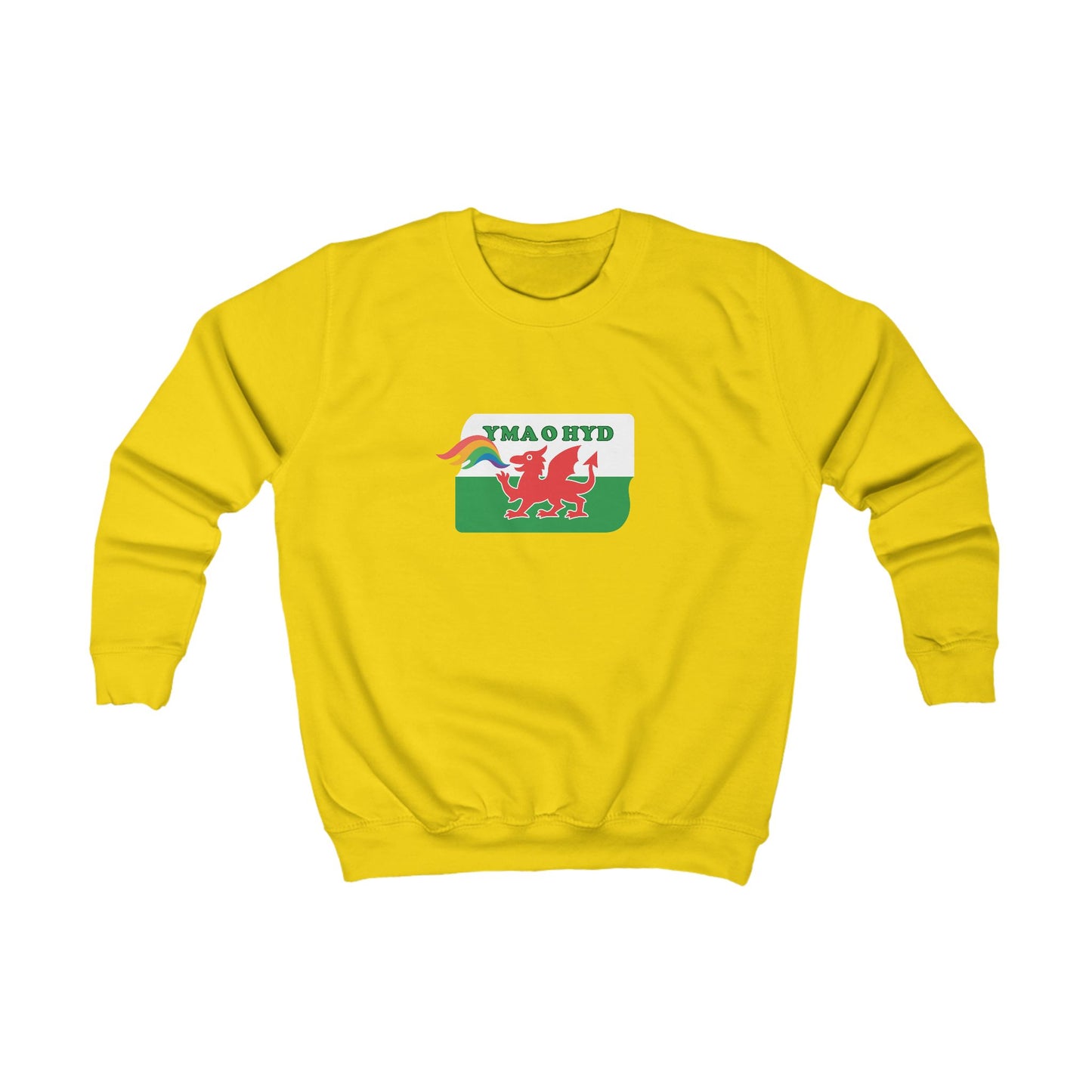 Kids 'Yma O Hyd' Jumper - Welsh Rainbow Dragon Design
