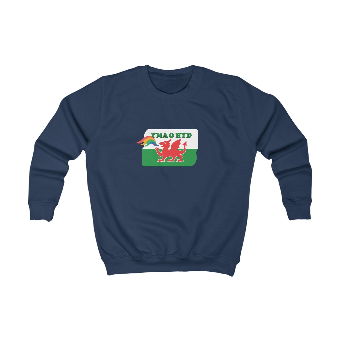 Kids 'Yma O Hyd' Jumper - Welsh Rainbow Dragon Design
