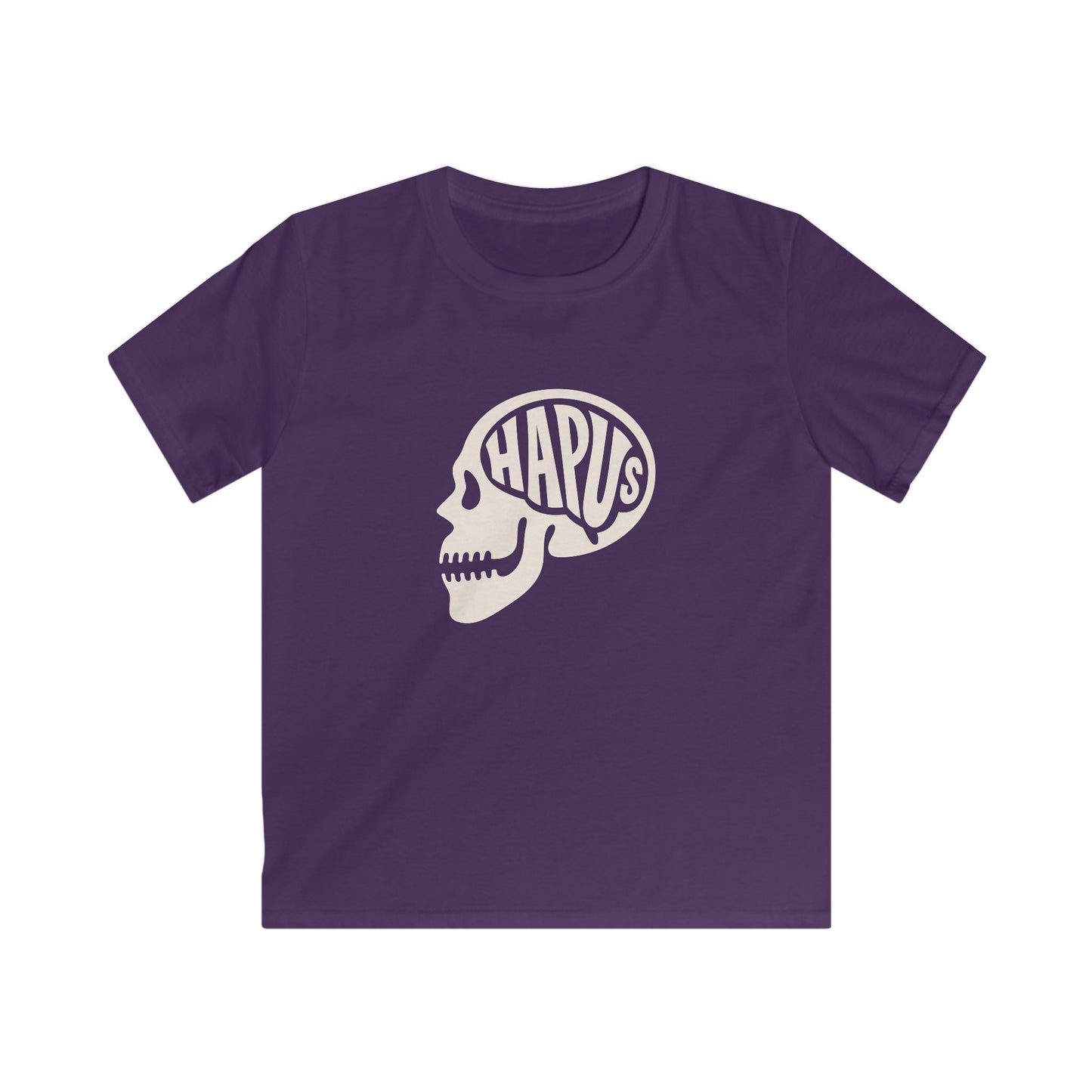 Hapus Kids T‑Shirt - Black Skull, Happy Brain - Welsh Graphic Tee