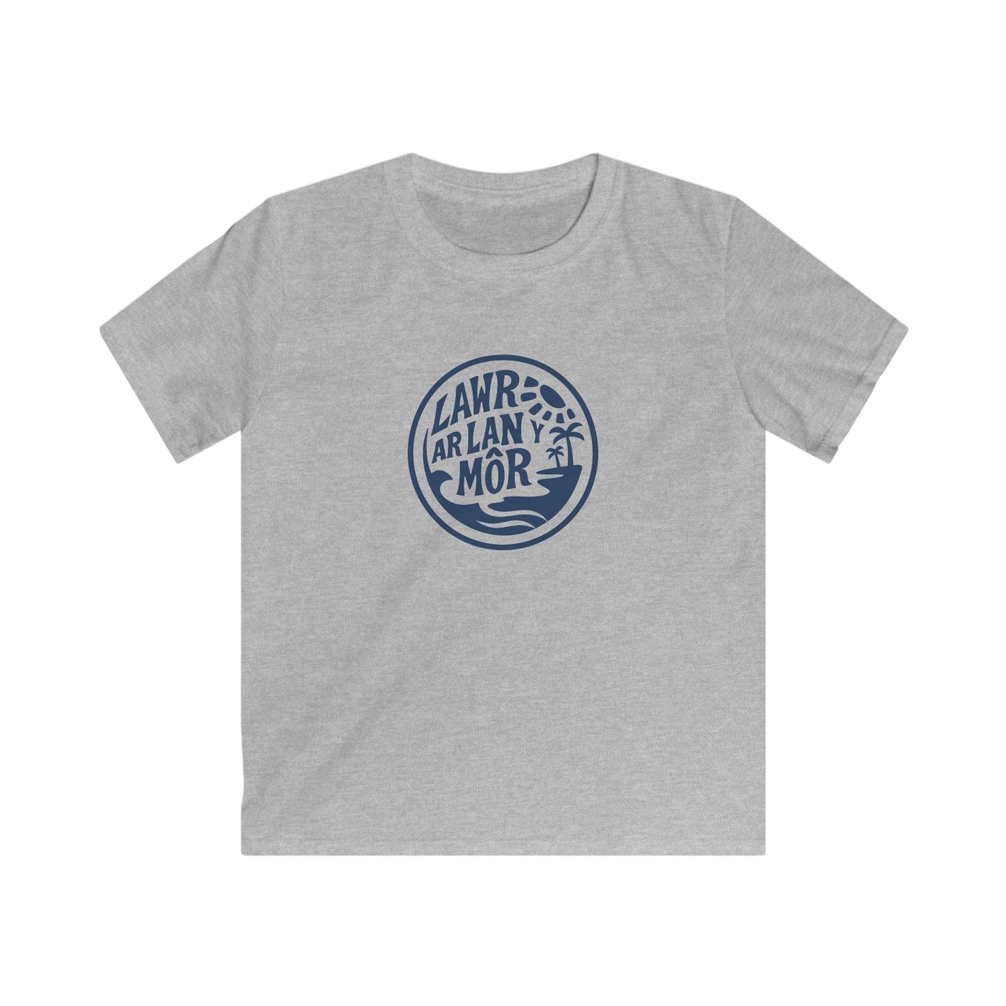 'Lawr Ar Lan y Môr' Kids T-Shirt - Coastal Palm Graphic Tee