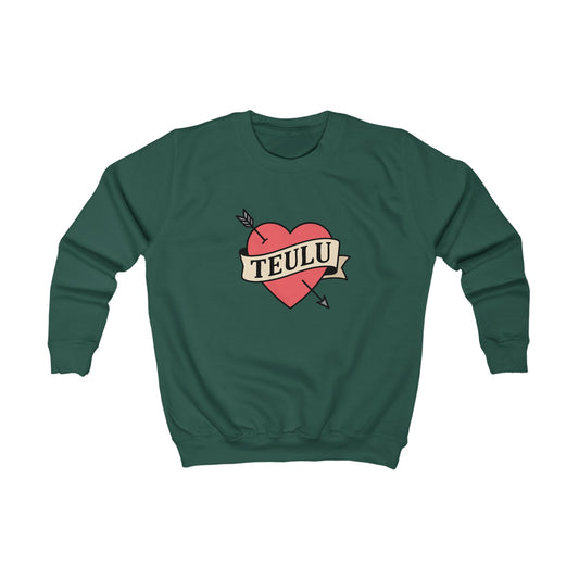 Kids 'Teulu' Jumper - Welsh Tattoo Design
