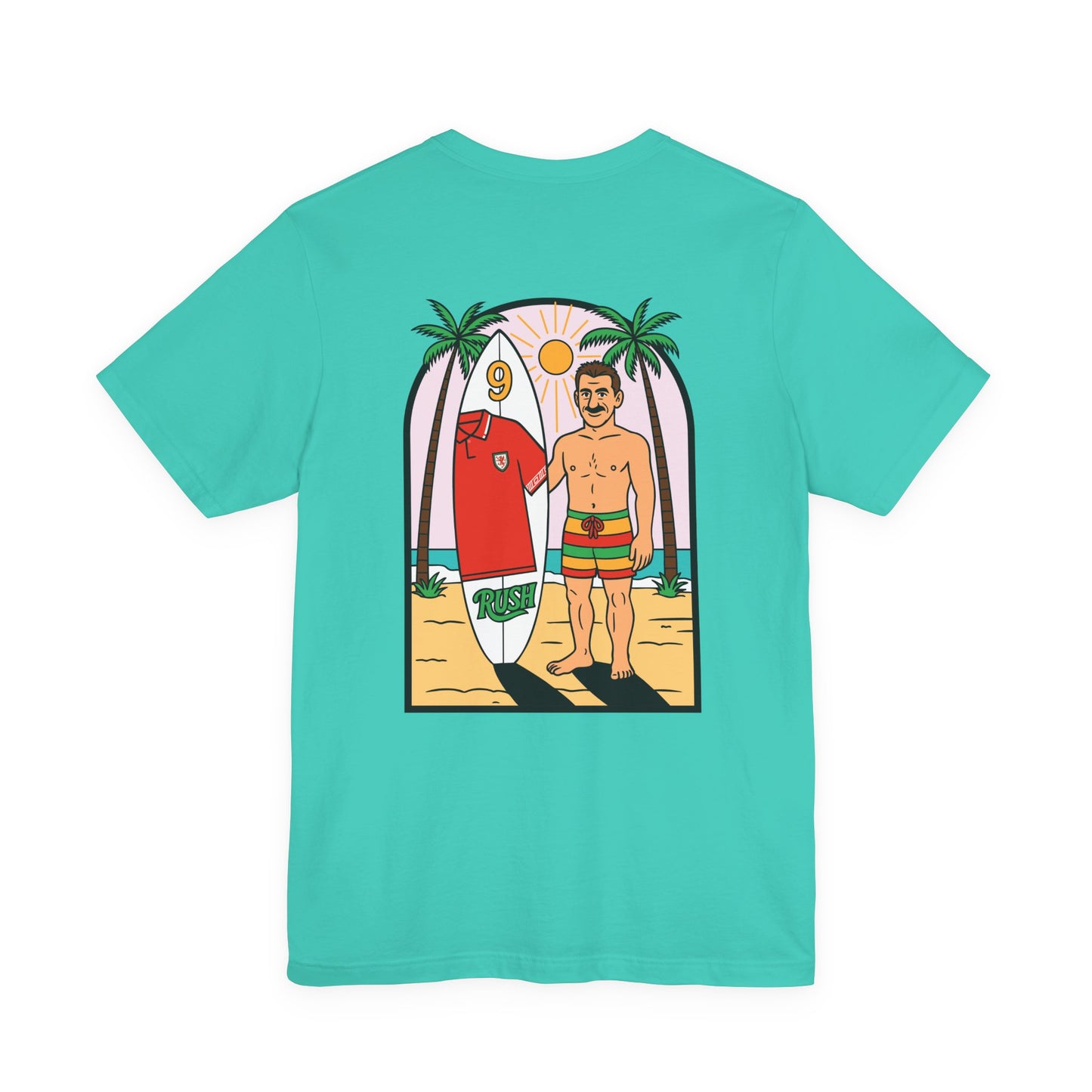 Ian Rush Surf T-Shirt (Unisex) - Wales 90s Kit Football Shirt (Double Sided)