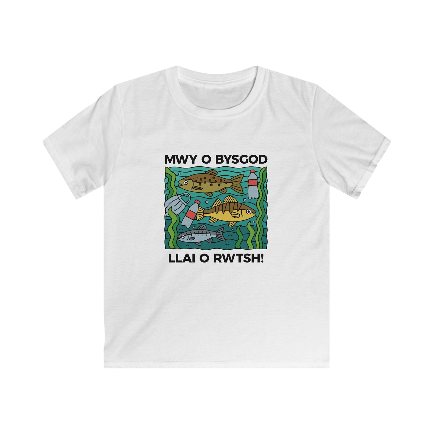Kids Environmental T-Shirt - "Mwy o Bysgod, Llai o Rwtsh!"