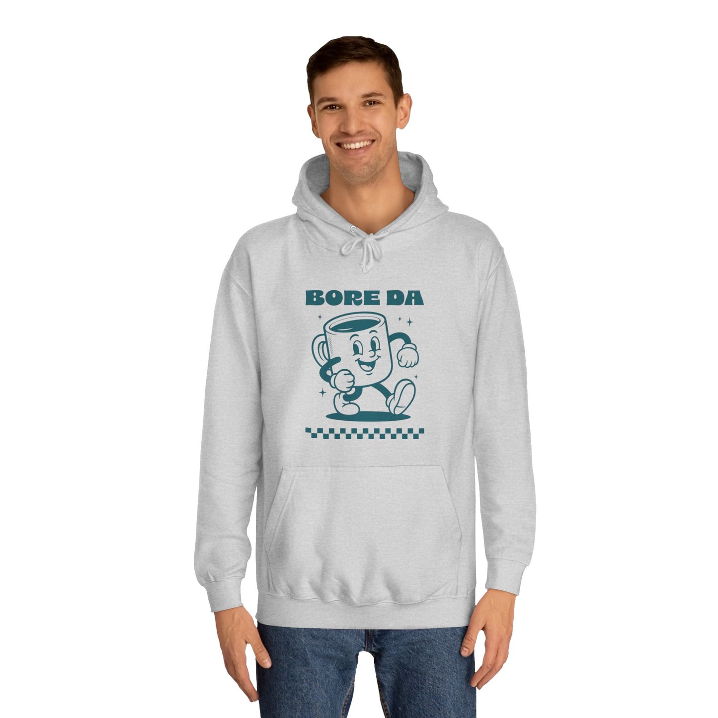 Vintage Coffee Mug Unisex Hoodie - 'Bore Da' Welsh Text