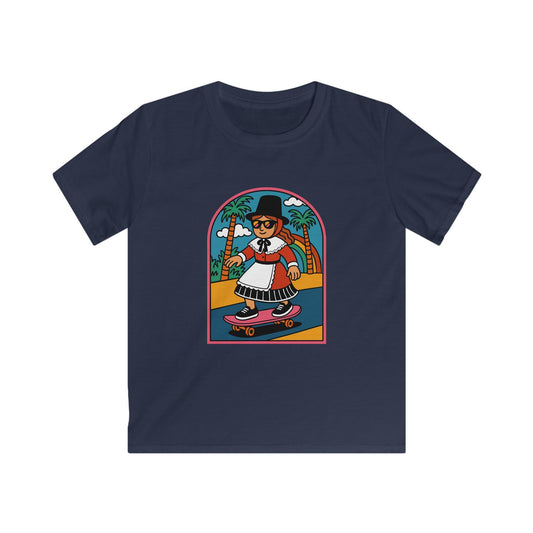Retro Skateboarding Girl Graphic Shirt - Welsh Costume Skateboarder