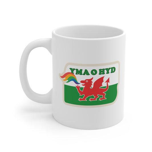 Yma O Hyd Welsh Dragon Rainbow Mug