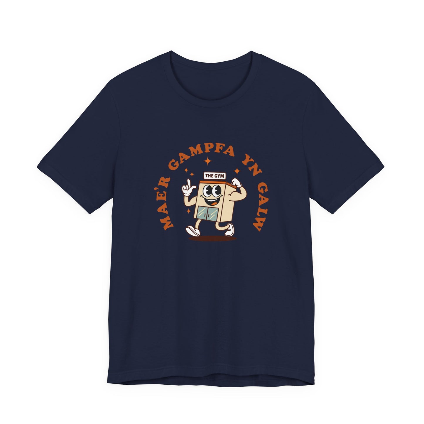 'Mae'r Gampfa yn Galw' - Retro Welsh Language Unisex Tee - The Gym is Calling