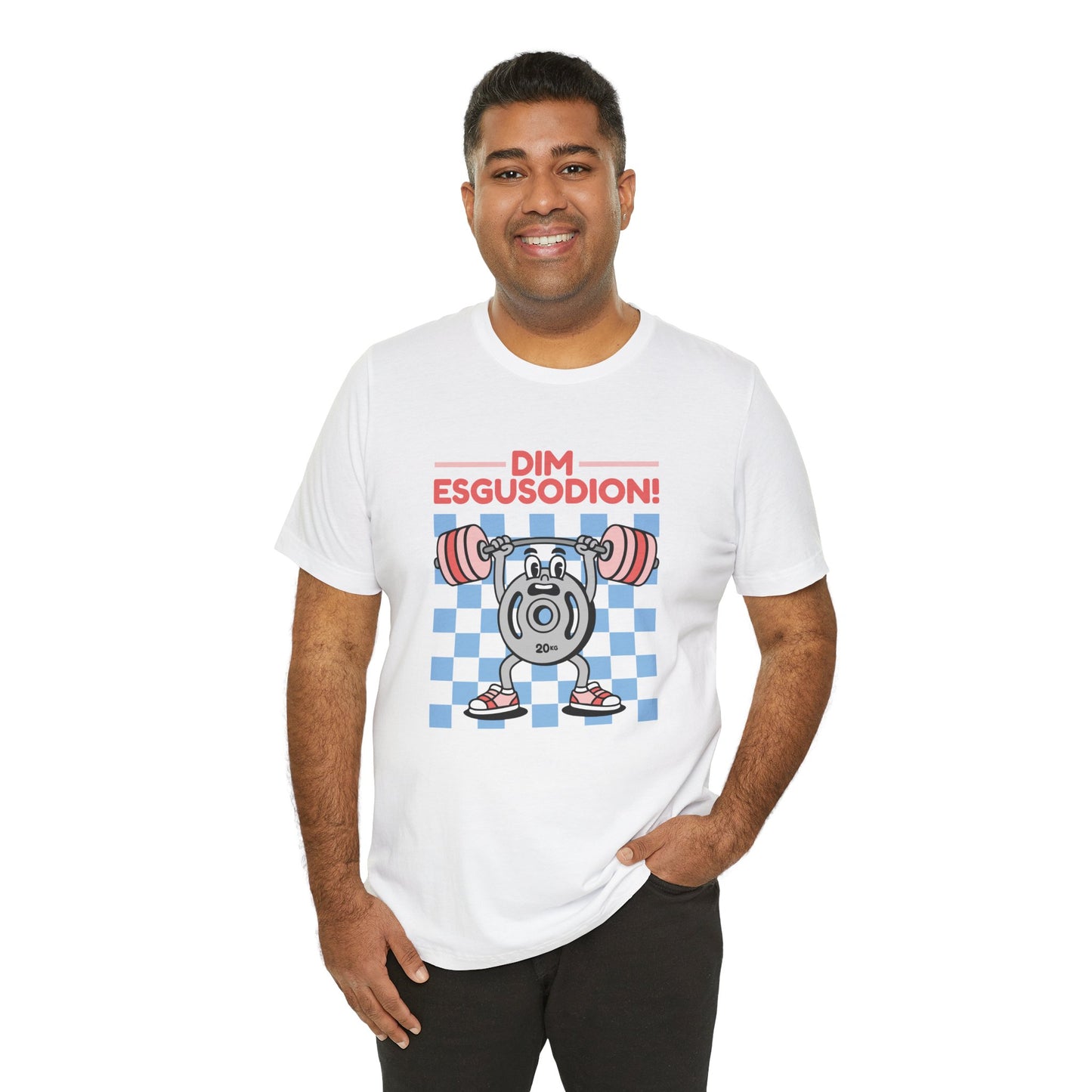 Retro "No Excuses" Gym T-Shirt — Welsh Language 'Dim esgusodion!'