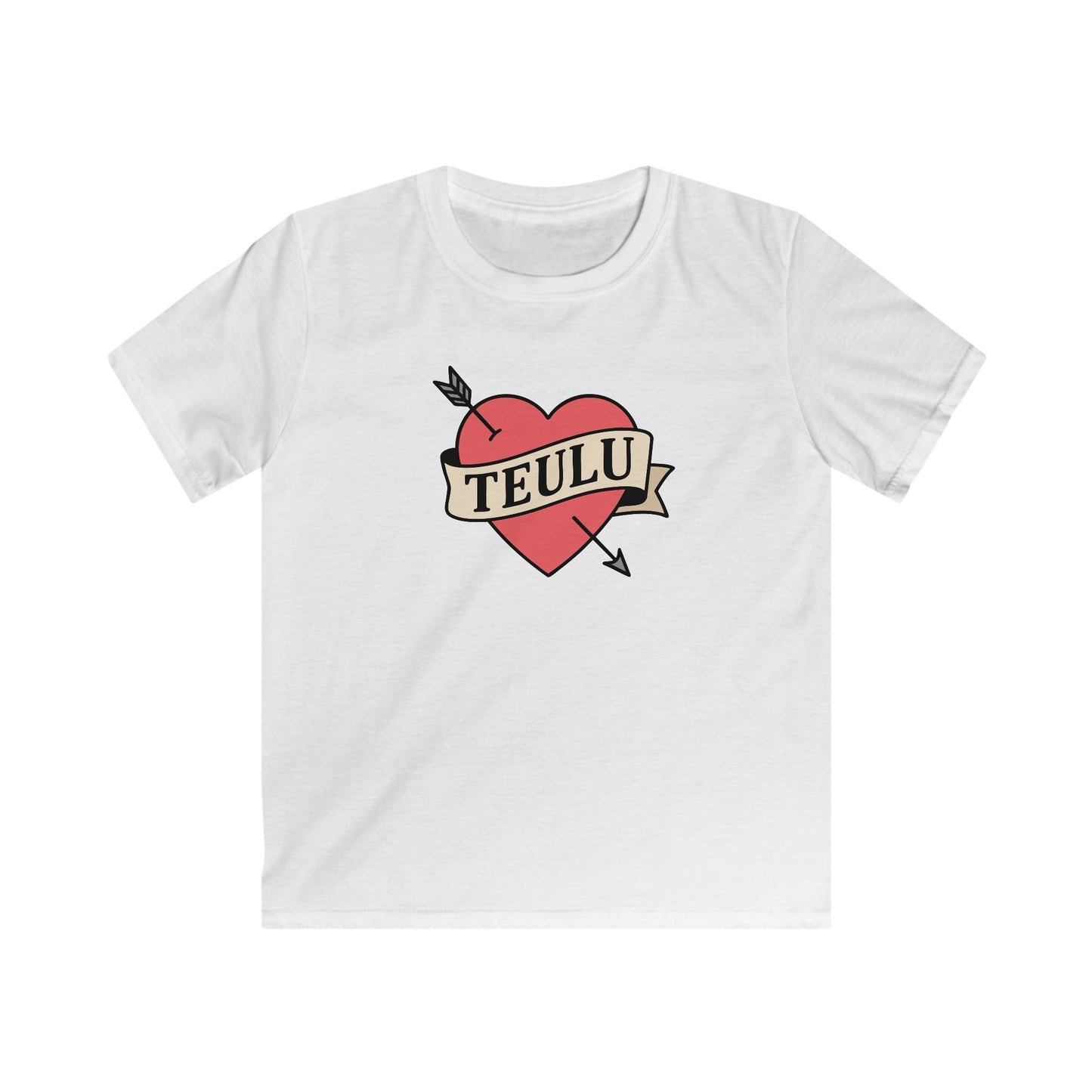 Kids Tattoo Style Tee - 'Teulu' Hear Design (Love Family)