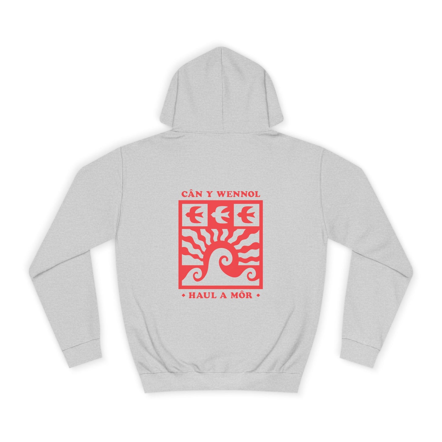 Retro Swallow & Wave Unisex Hoodie 'Can Y Wennol' (Double Sided)