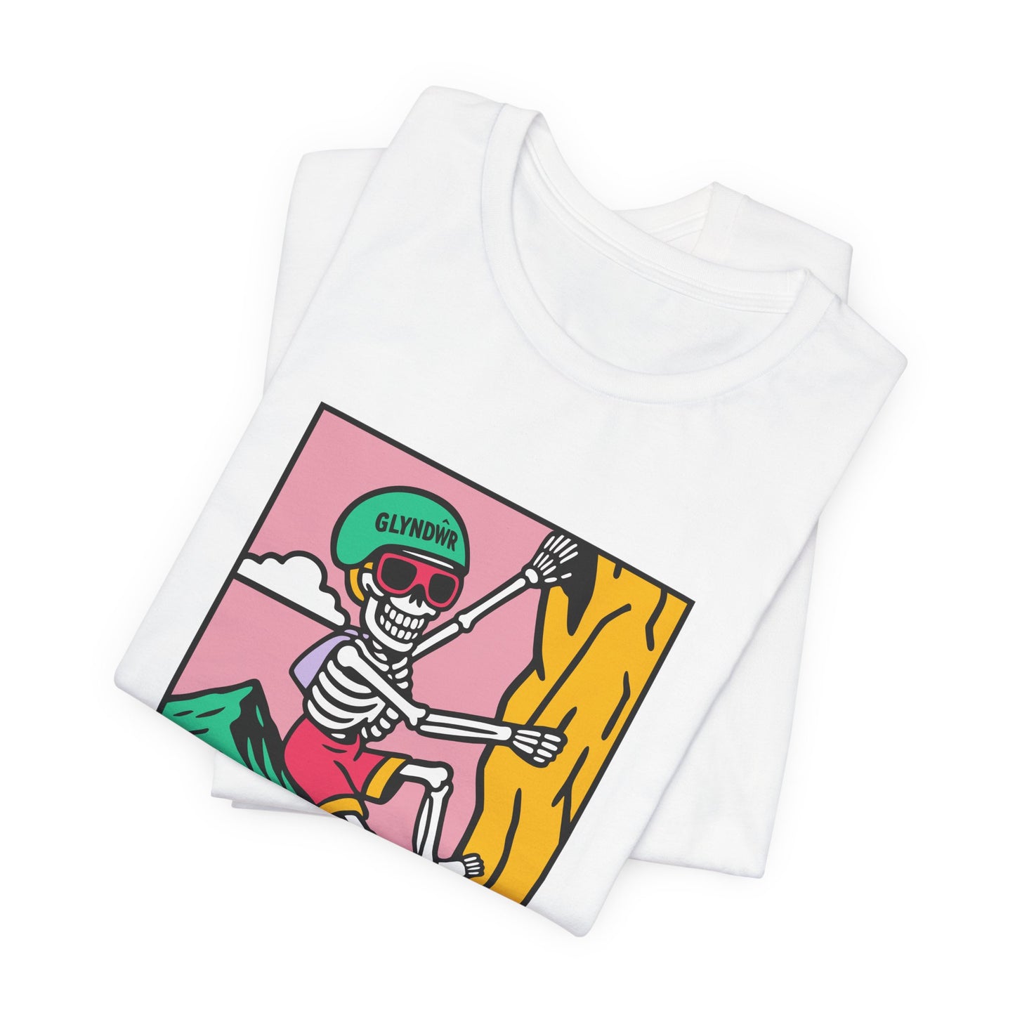 Skeleton Glyndŵr Climber T‑Shirt (Unisex) - Retro Mountain Rock Climbing Tee