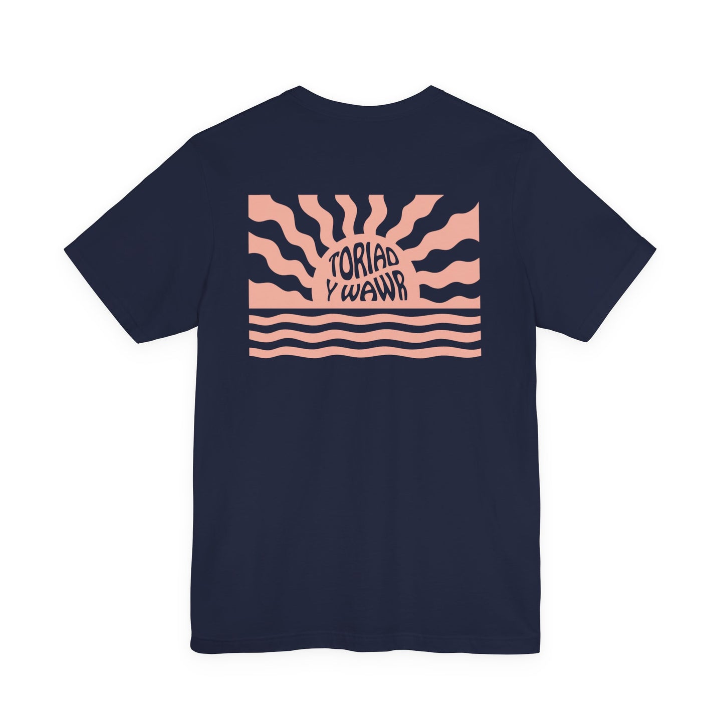 Sunrise Waves Unisex T‑Shirt - 'Toriad Y Wawr' (Double Sided)