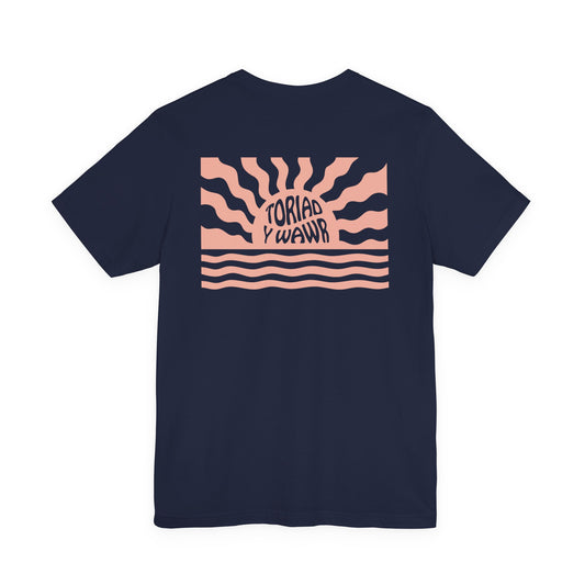 Sunrise Waves Unisex T‑Shirt - 'Toriad Y Wawr' (Double Sided)