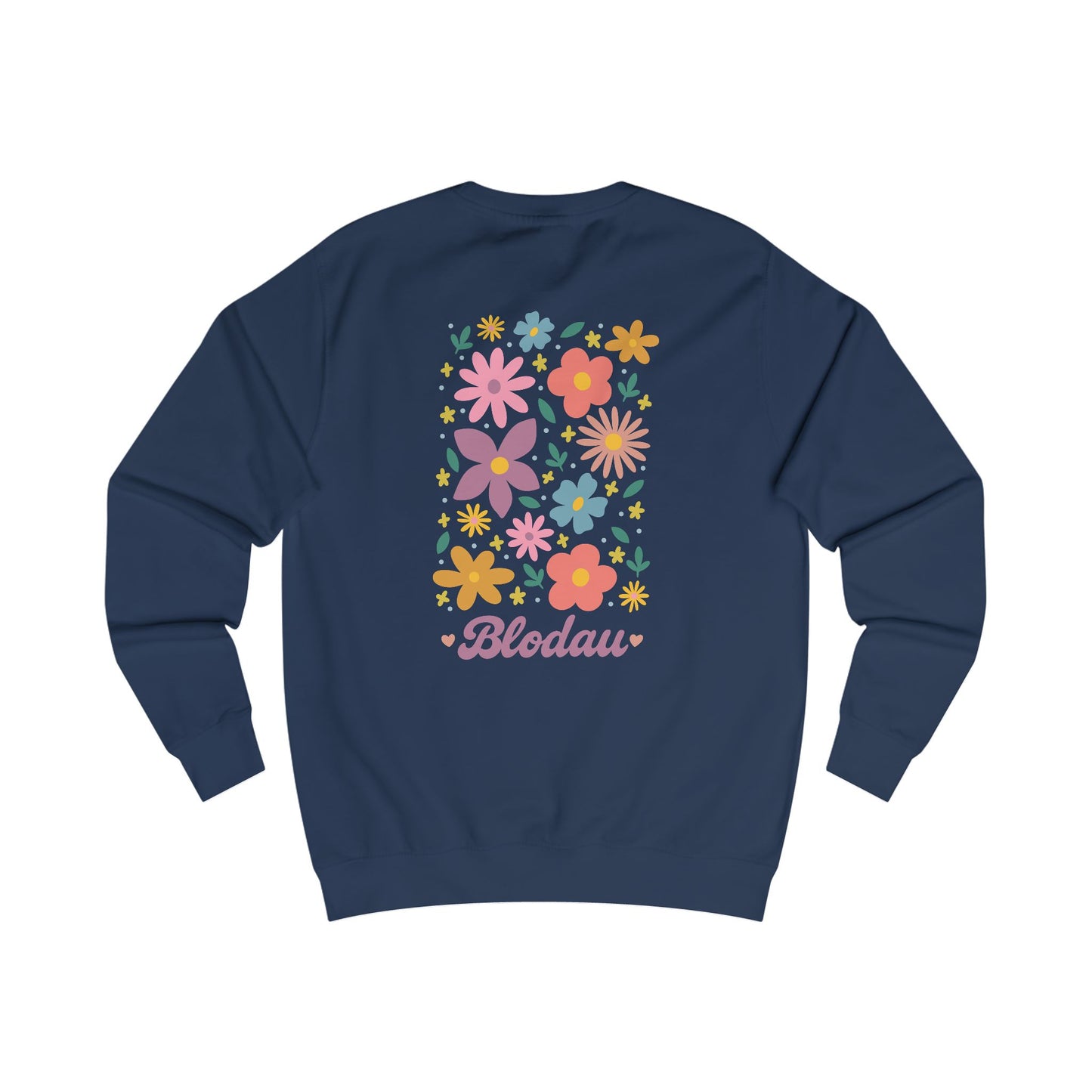 Retro 'Blodau' Unisex Sweatshirt - Floral Design (Double Sided)