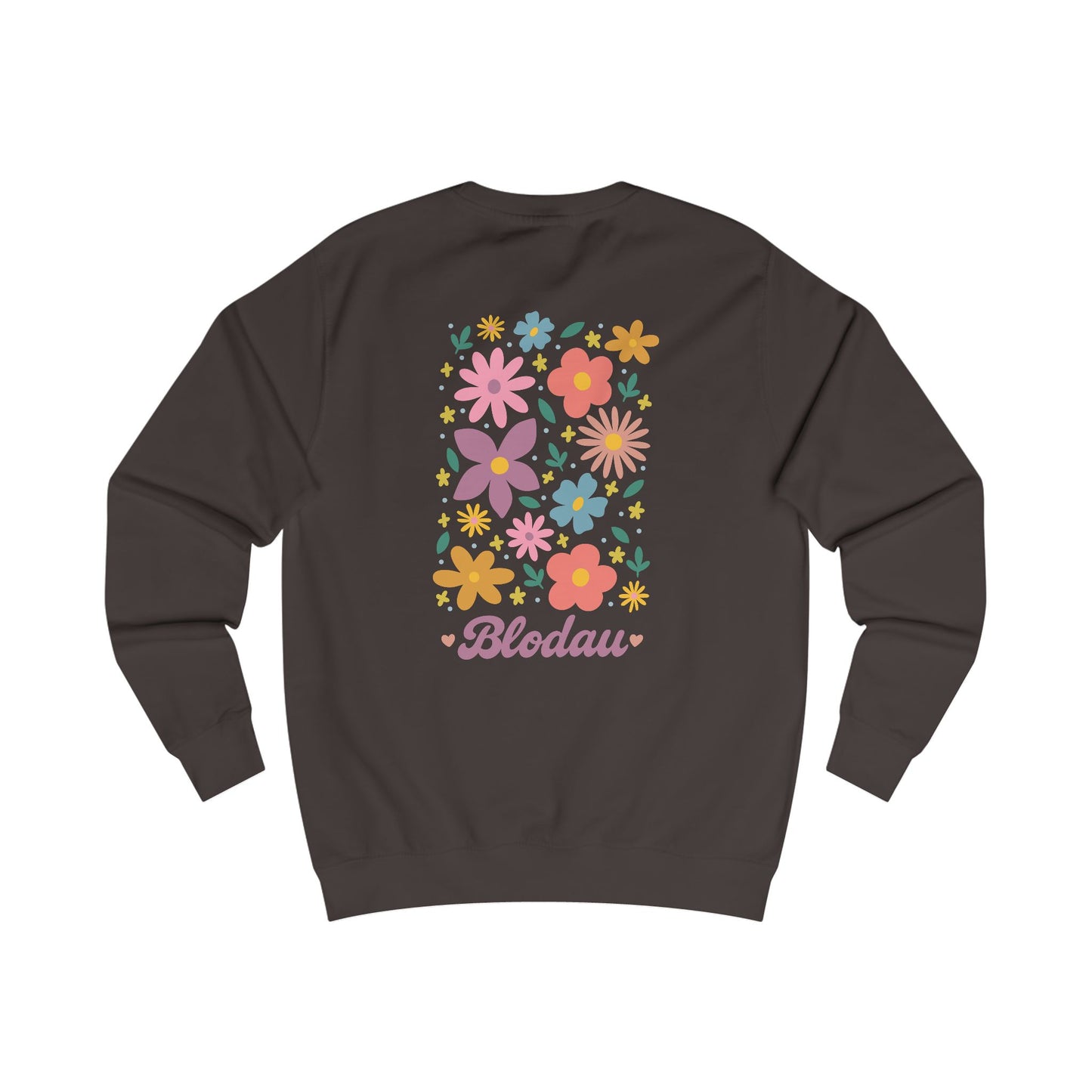 Retro 'Blodau' Unisex Sweatshirt - Floral Design (Double Sided)