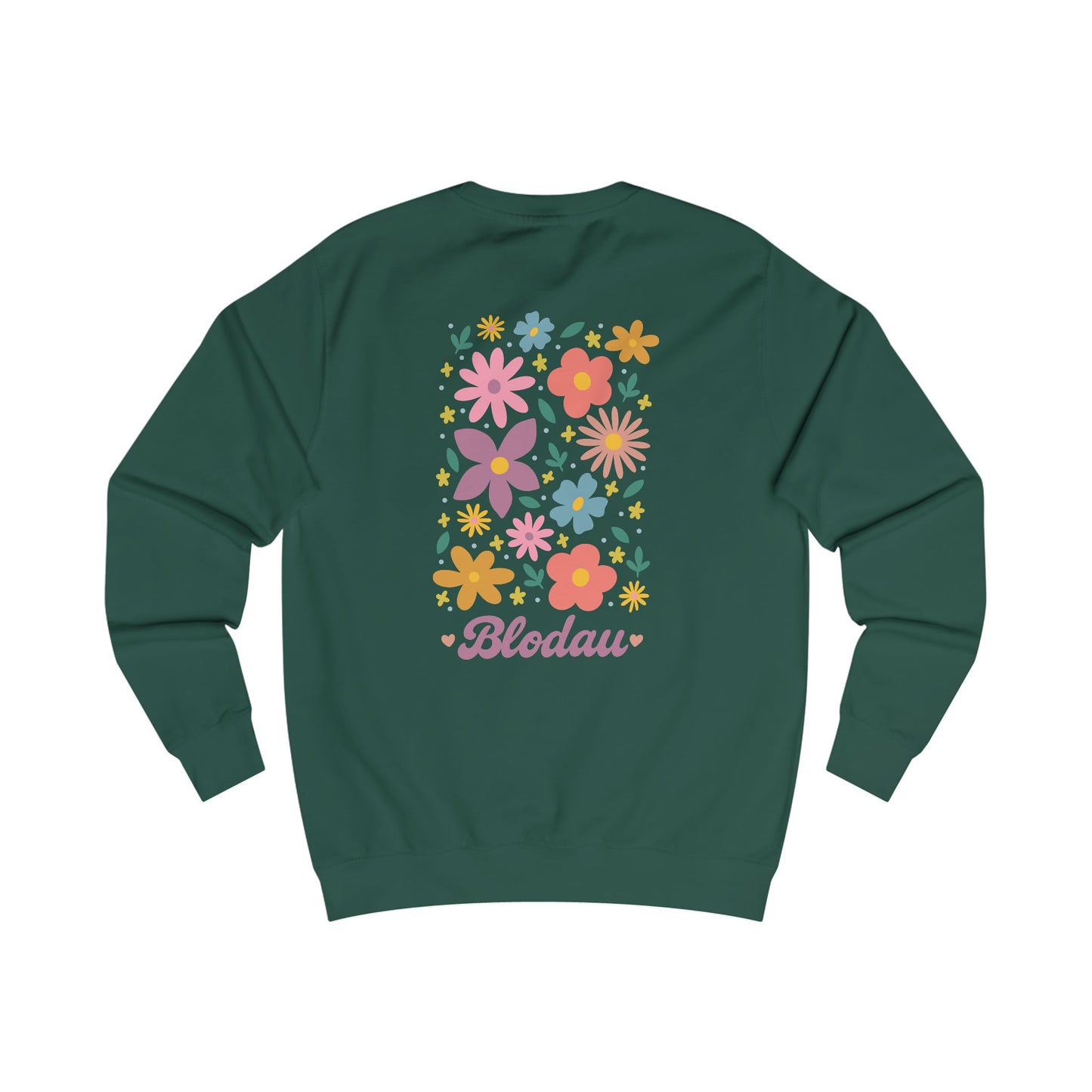 Retro 'Blodau' Unisex Sweatshirt - Floral Design (Double Sided)