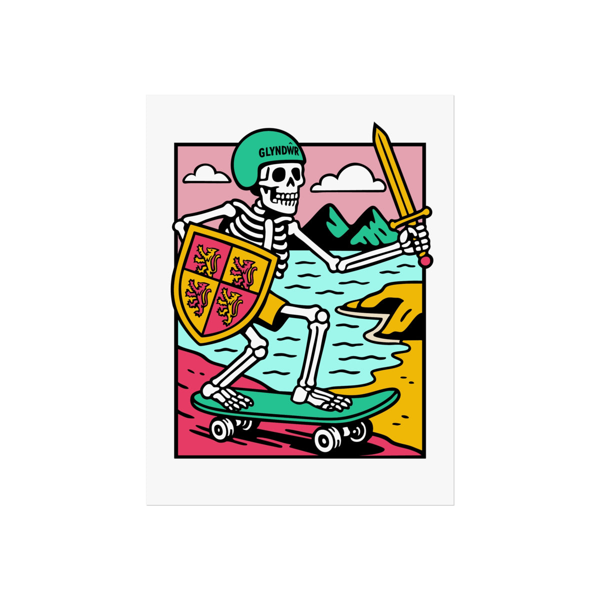 Owain Glyndŵr Skateboarding Fine Art Poster