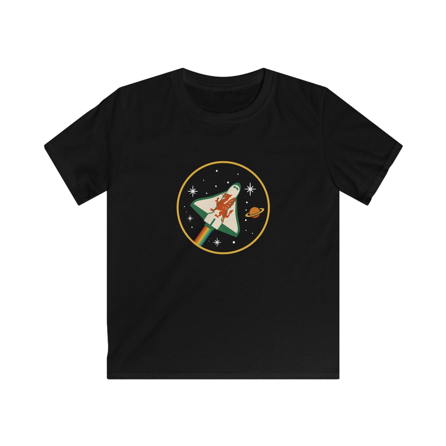 Kids Welsh Rocket Space T‑Shirt - Retro Space Shuttle Graphic Tee