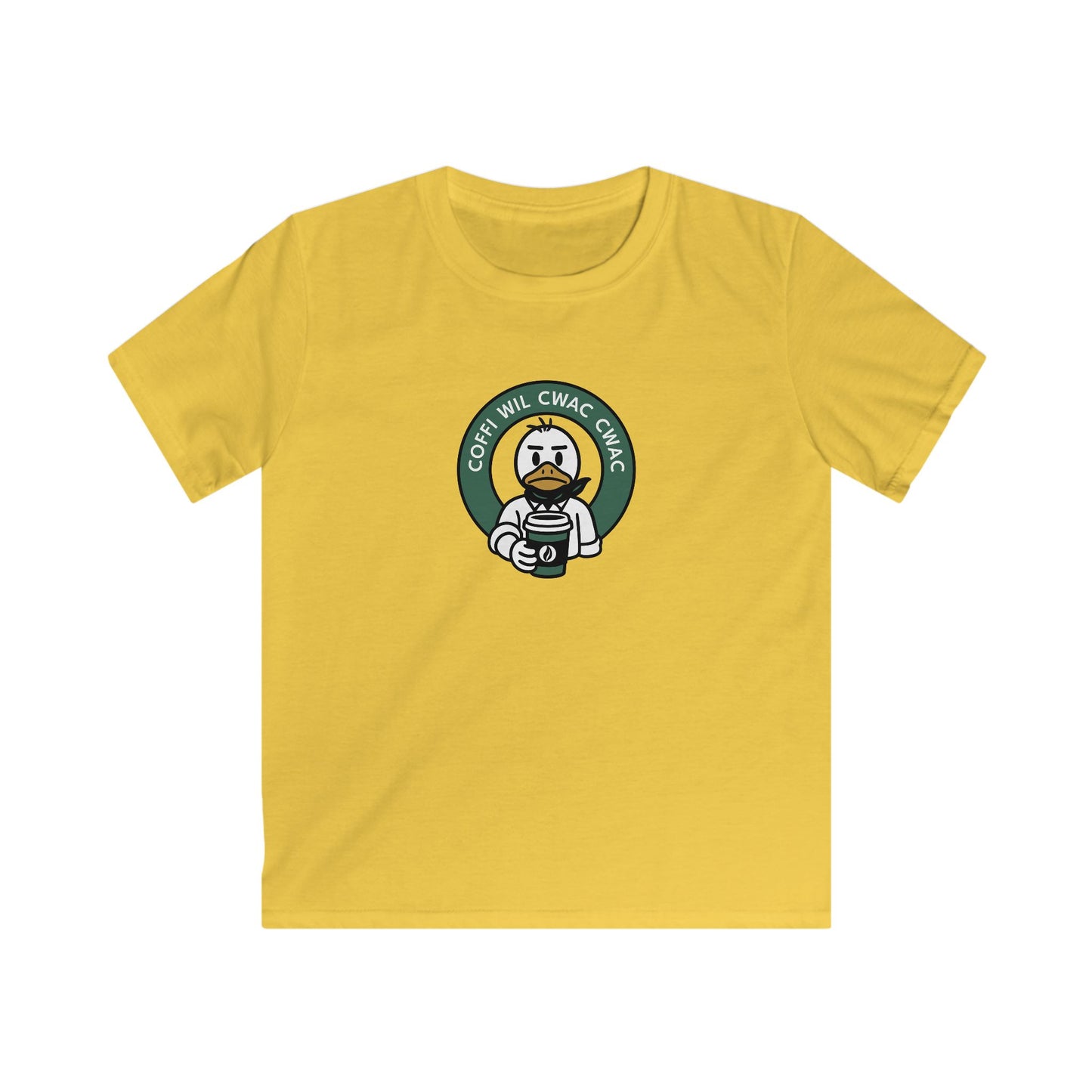 Kids 'Coffi Wil Cwac Cwac' Retro Coffee T-Shirt