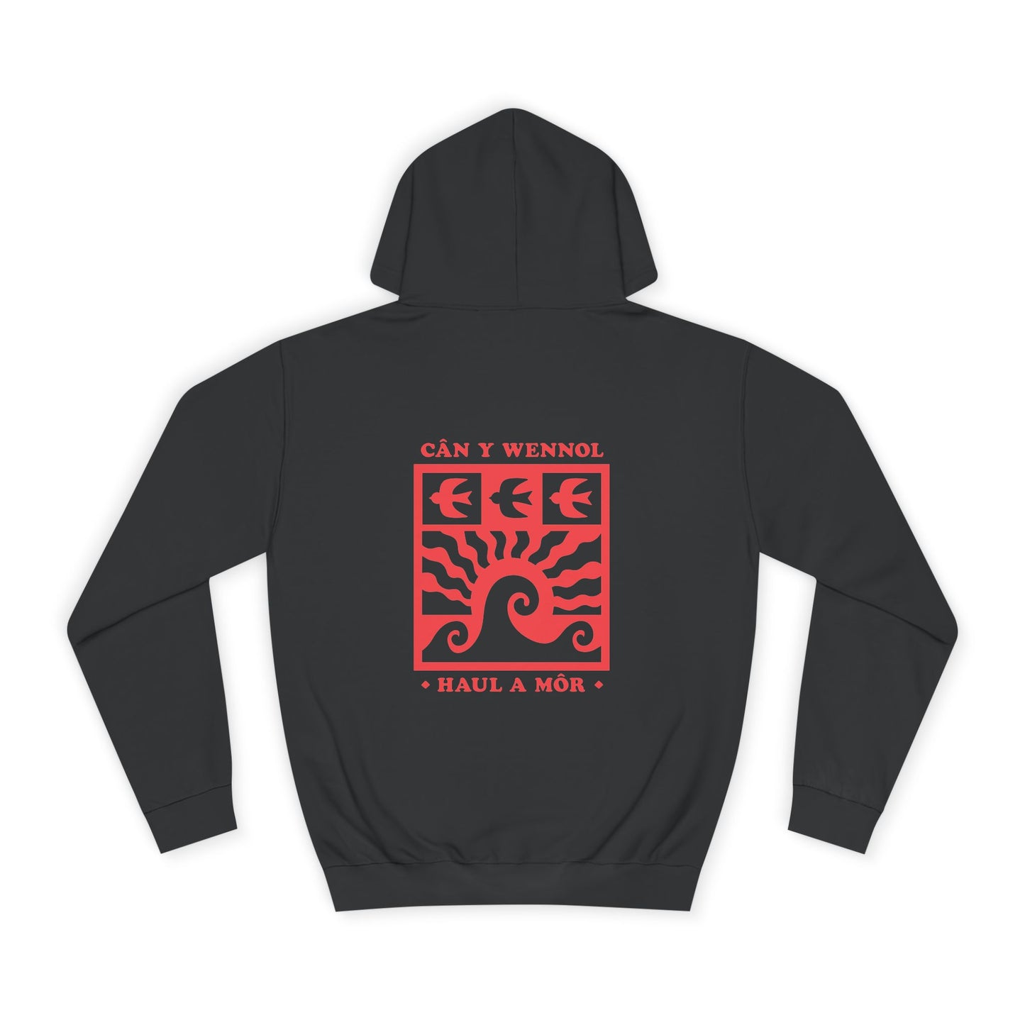 Retro Swallow & Wave Unisex Hoodie 'Can Y Wennol' (Double Sided)