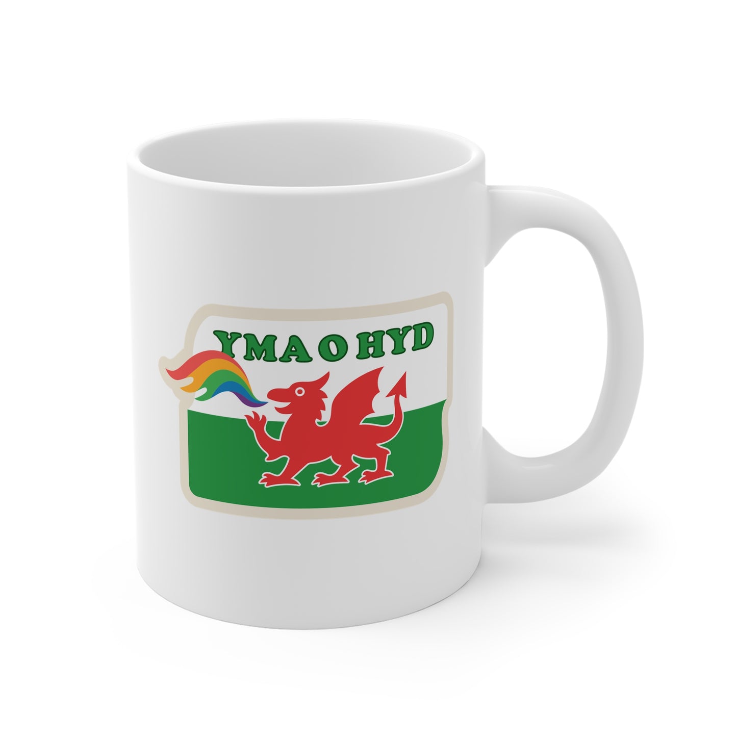 Yma O Hyd Welsh Dragon Rainbow Mug
